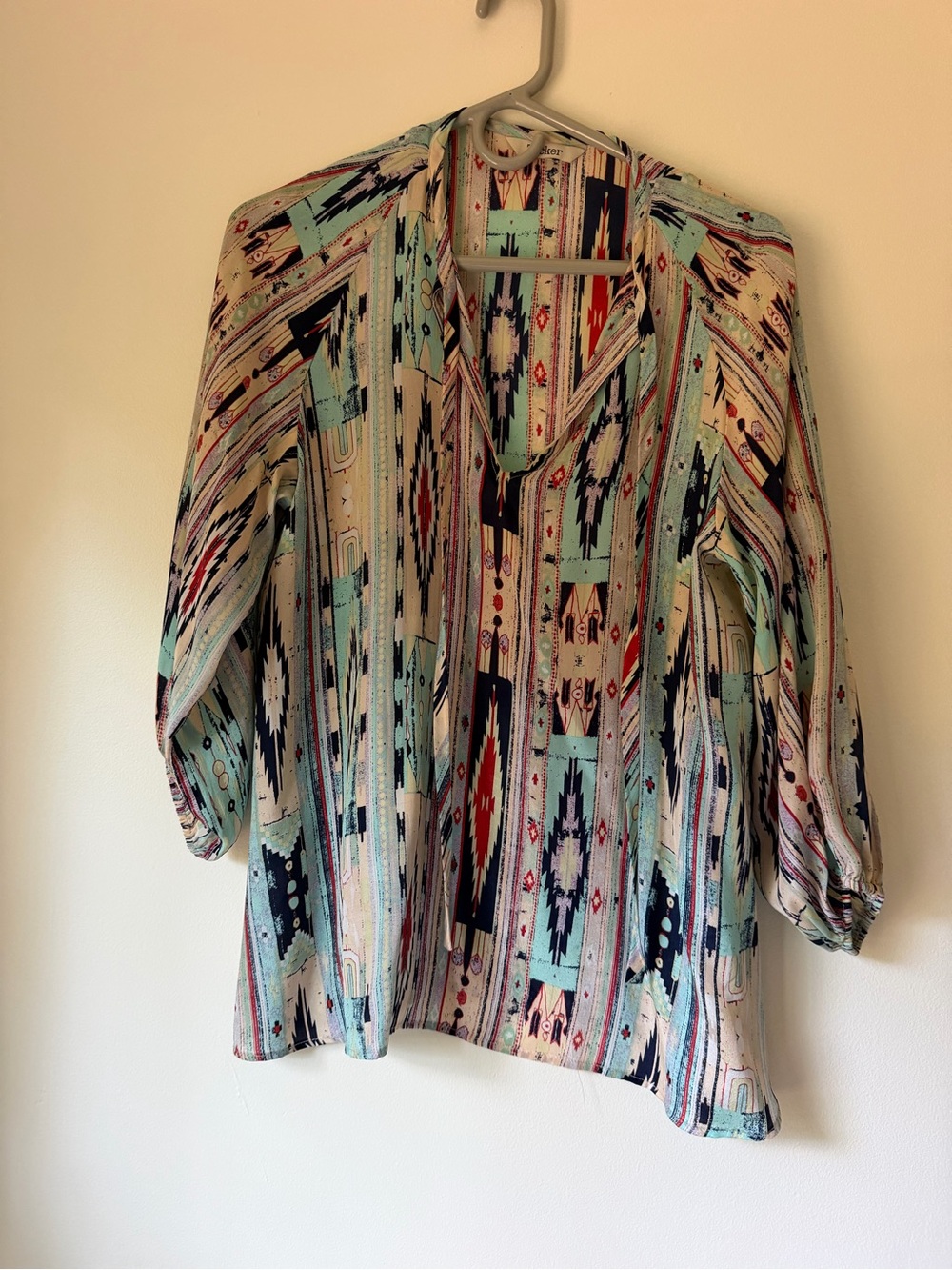 Tucker Aztec-Print Tunic in Mint, Navy & Cream